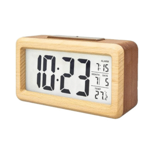 Multifunctional Cube Digital Clock - Wooden LED Display with Alarm & Temperature for Home Office
