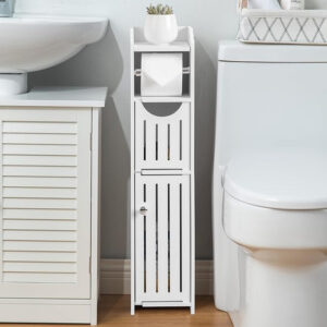 White Medicine Cabinet for Bathroom - Over-The-Toilet Storage with Mirror to Maximize Space