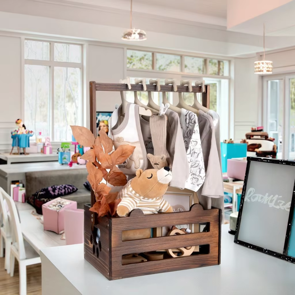 Baby Rack Crate Wooden Baby Shower Crate Closet Baby Storage Crate with Handle Baby ...