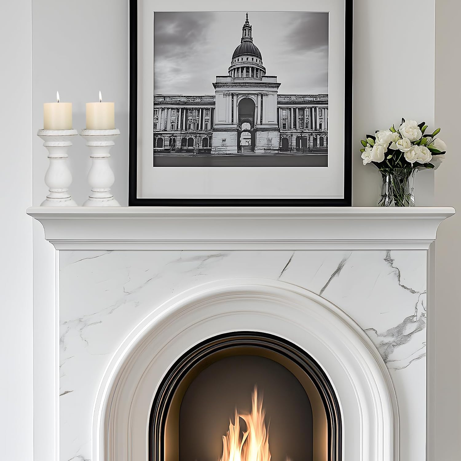 Wood Candle Holder for Pillar Candle Set of 2 Farmhouse Wood Candle Stand Rustic Vintage Candlestick Table Centerpiece Decor - Image 4