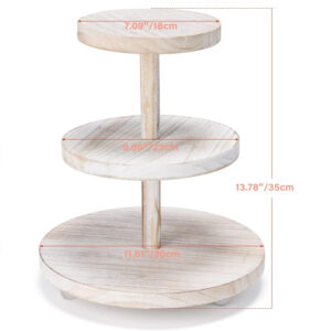 3 Tier Cupcake Stand Round Wood Cake Stand with Tiered Tray Decor Wood Cupcake Display Stand for Home Tea Party Birthday Wedding Farmhouse Decor