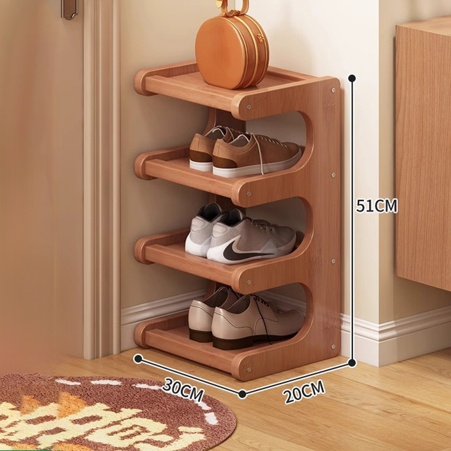 Simple Shoe Rack Multilayer Bamboo Wood Design for Home Dormitory Entryway Storage Organization - Image 4