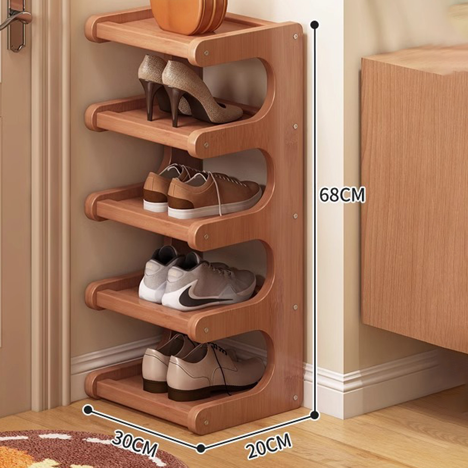 Simple Shoe Rack Multilayer Bamboo Wood Design for Home Dormitory Entryway Storage Organization - Image 5