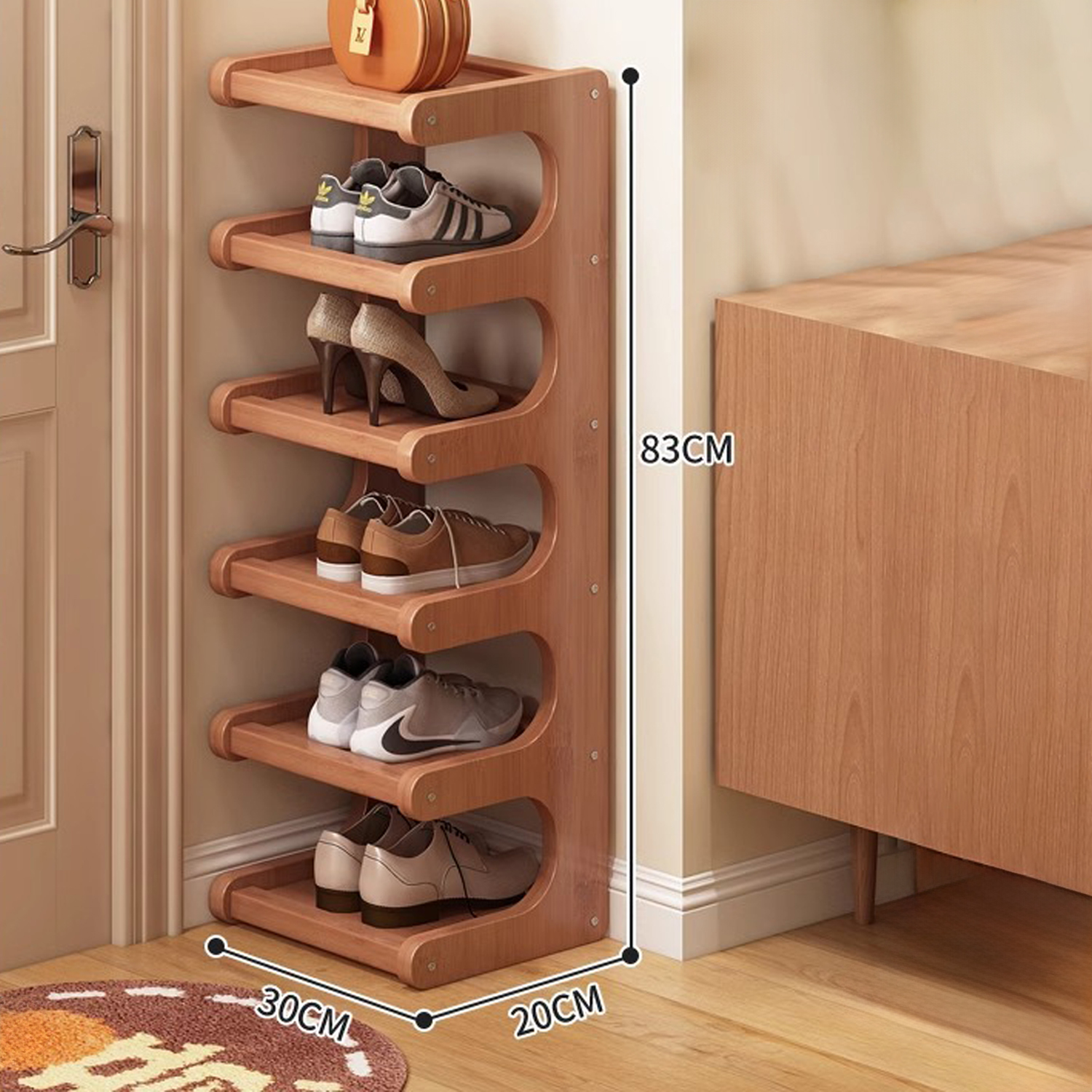 Simple Shoe Rack Multilayer Bamboo Wood Design for Home Dormitory Entryway Storage Organization - Image 6