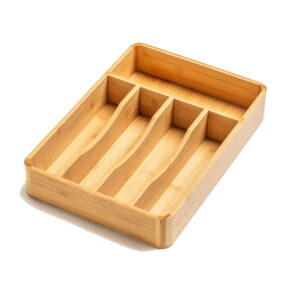 Bamboo Silverware Drawer Organizer with Dividers Single Tier 5-Compartment Utensil Holder Cutlery Tray for Kitchen & Bathroom