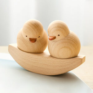 Wooden Love Ducks Set - Creative Couple Desk Decor, Original Wood Style Gift for Valentine's, Wedding & Friendship