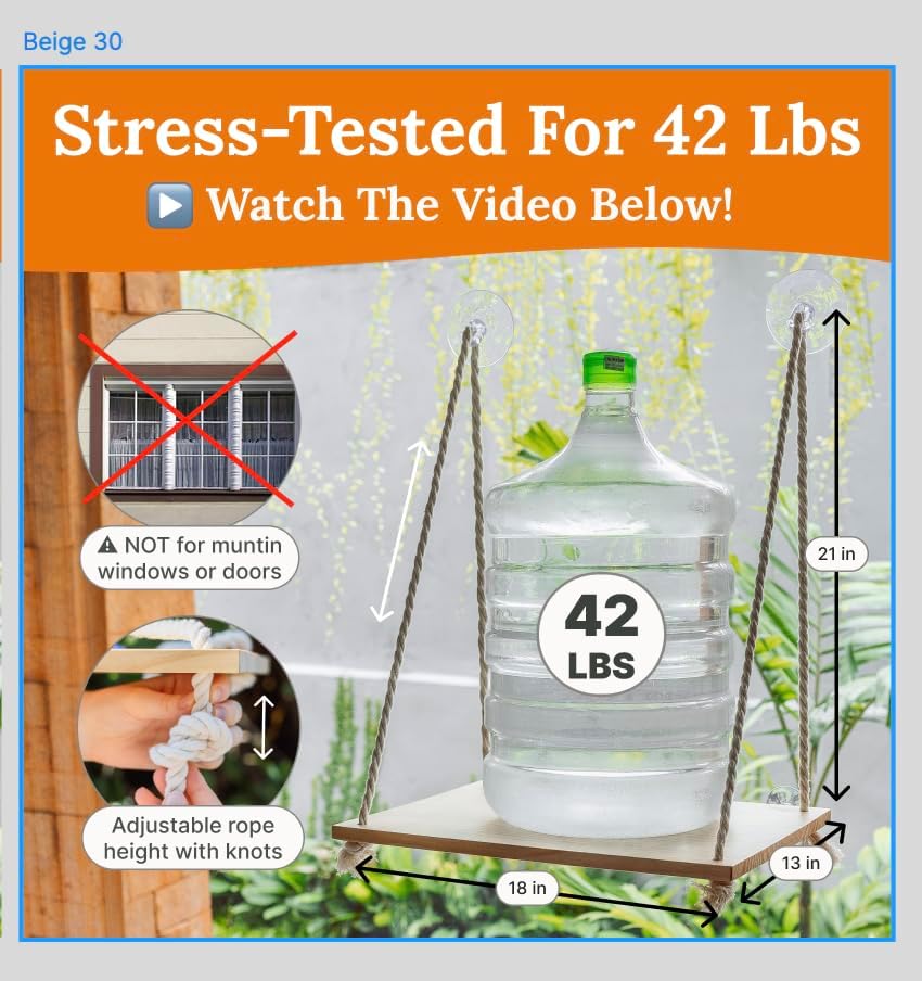 Cat Window Perch Hammock Bed Solid Wood Seat with 4 Strong Suction Cups Soft Cushion Indoor Pet Shelf - Image 5