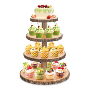 Wooden Cupcake Stand for 50 Cupcakes 4 Tier Dessert Tower Rustic Display for Wedding Birthday  Baby Shower Decorations