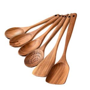 Wooden Spoons for Cooking 6-pack Wooden Cooking Utensils Set Wooden Utensil Set for Nonstick Pans & Cookware