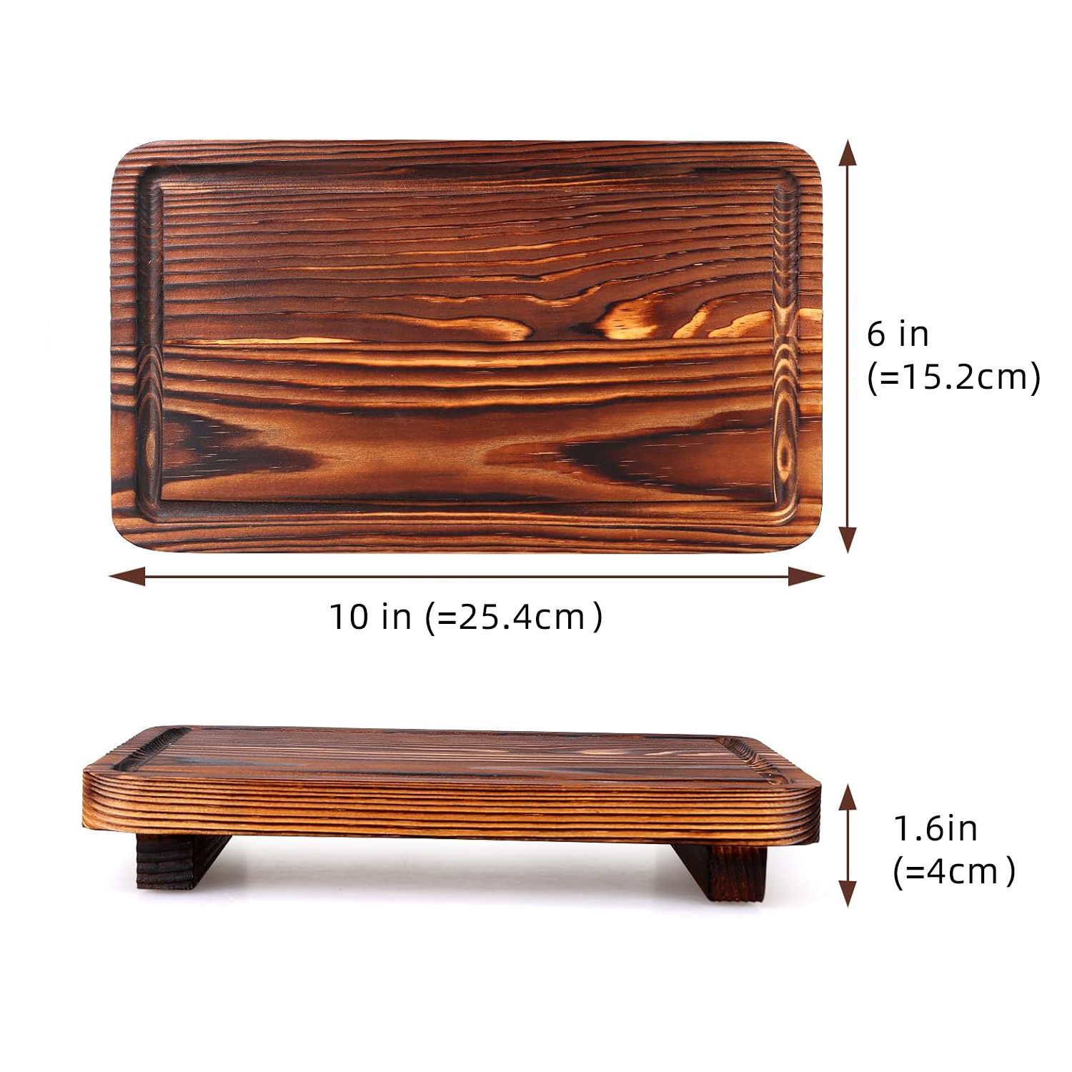 Farmhouse Bathroom Counter Organizer Wood Risers Display Pedestal Stand Small Kitchen Countertop Trays Decorative Wooden Dish Soap Dispenser Holder for Bathroom Decor - Image 3