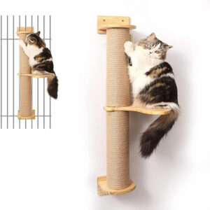 Promotional Cat Activity Tree Wall Mounted Jute Scratcher Pine Hammock with Scratching Posts