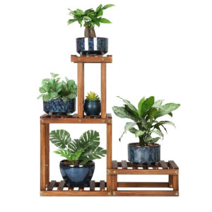 Wooden Tiered Plant Stand - 4-Level Corner Shelf for Indoor Plants & Outdoor Flower Pots
