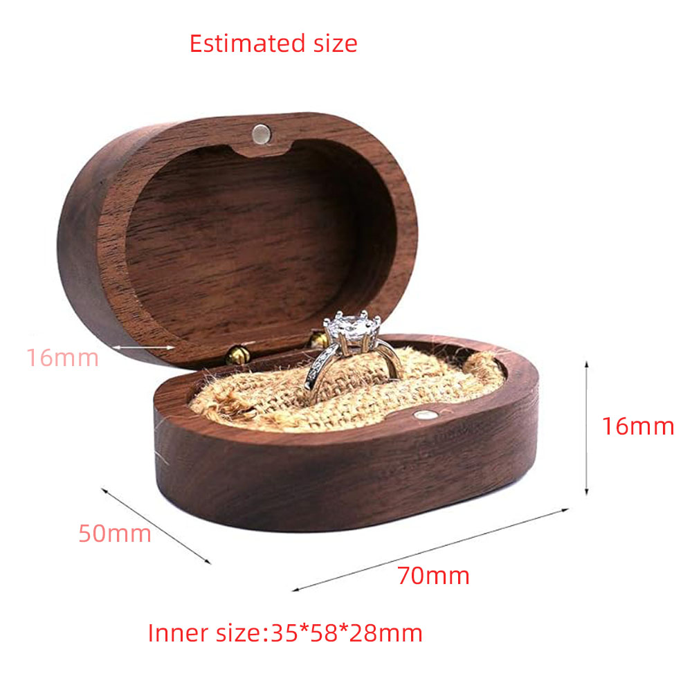 Rustic Mr & Mrs Carved Wood Ring Box Wedding Ceremony Engagement Ring Holder Gift for Proposals - Image 4