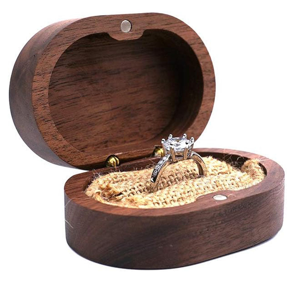 Rustic Mr & Mrs Carved Wood Ring Box Wedding Ceremony Engagement Ring Holder Gift for Proposals - Image 7