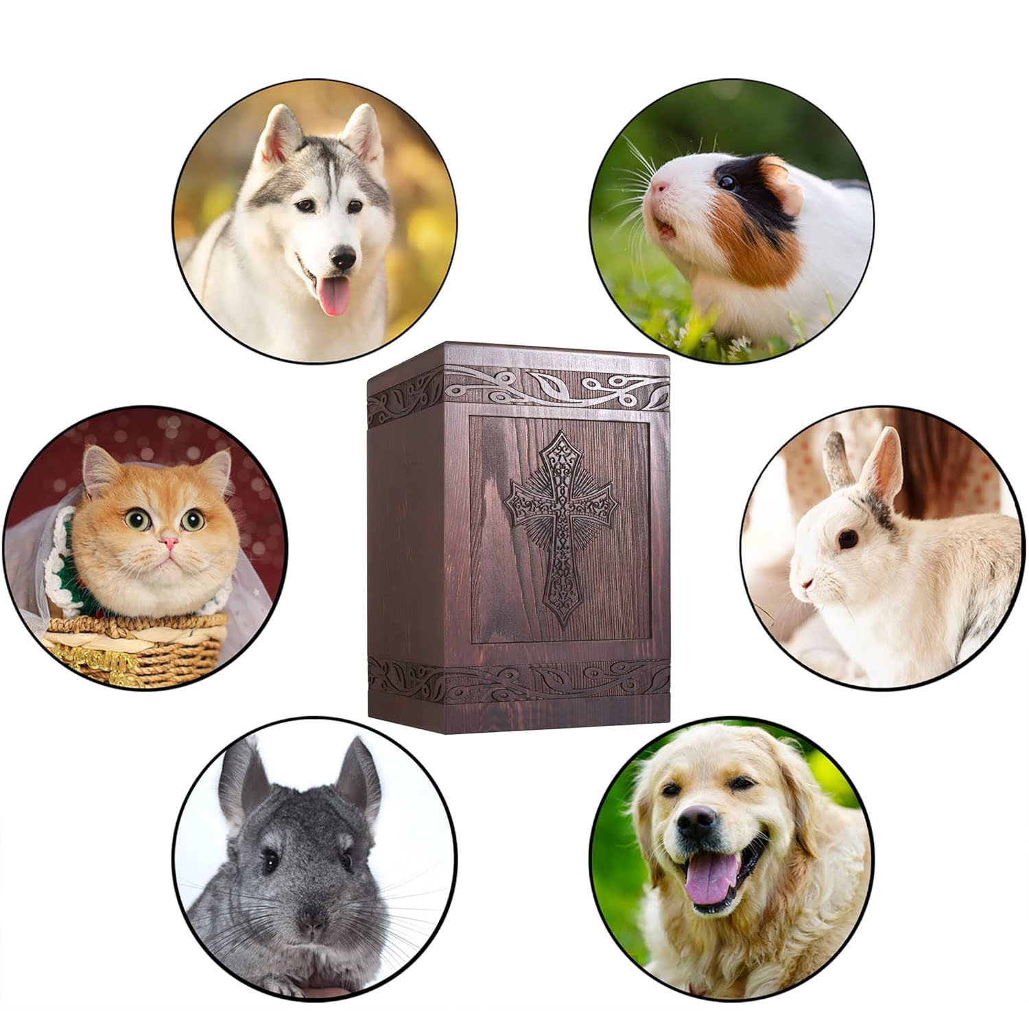 Hand-Carved Cross Urn for Ashes - 222 Cu In Solid Wood Cremation Urn for Human & Pet Ashes (Adult, Child, Cats, Dogs) - Image 6