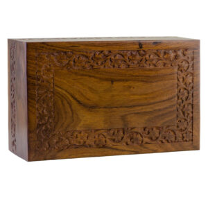 Handcrafted Rosewood Adult Cremation Urn with Engraved Borders - Extra Large Capacity (11" L), Holds 260 lbs Person