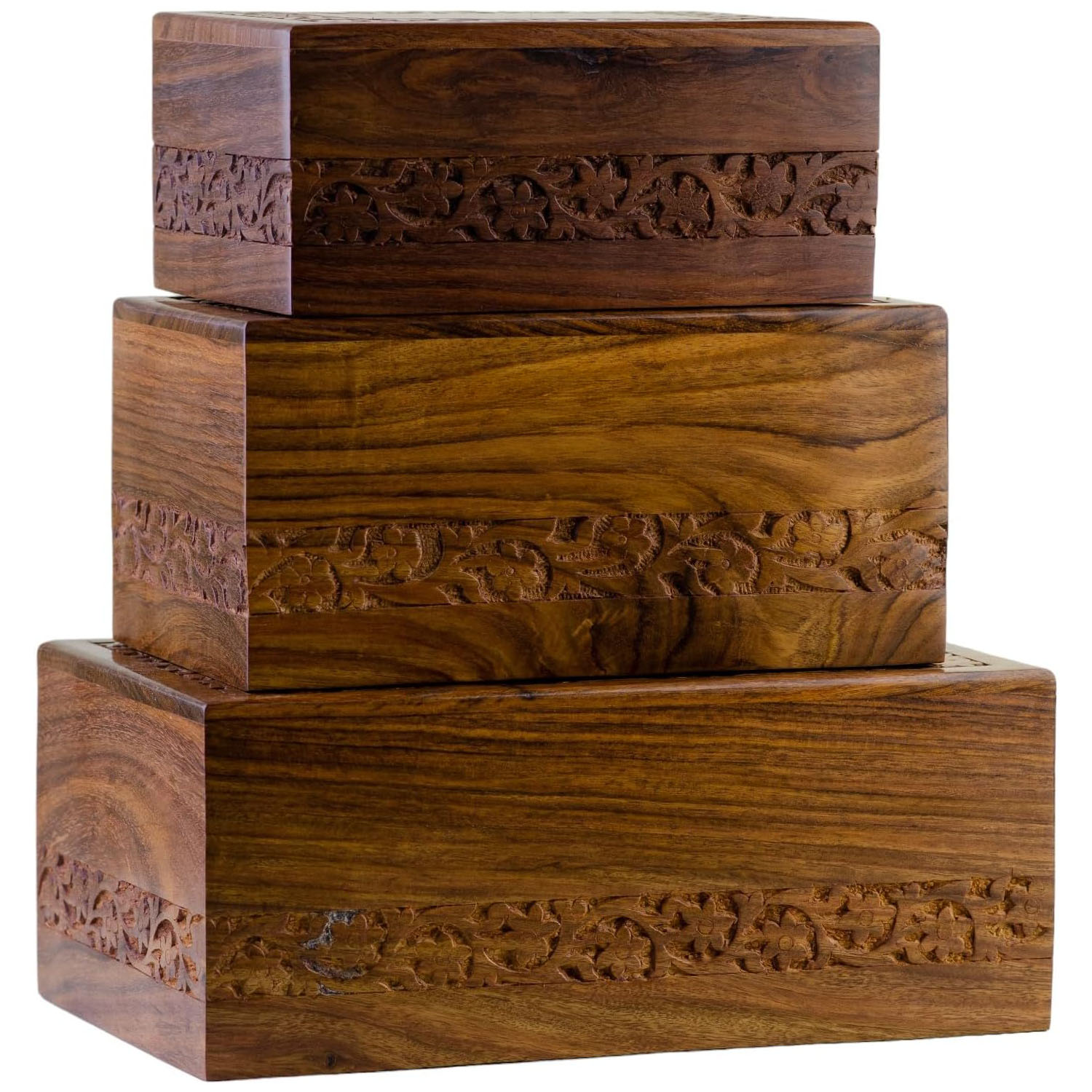 Handcrafted Rosewood Adult Cremation Urn with Engraved Borders - Extra Large Capacity (11" L), Holds 260 lbs Person - Image 5
