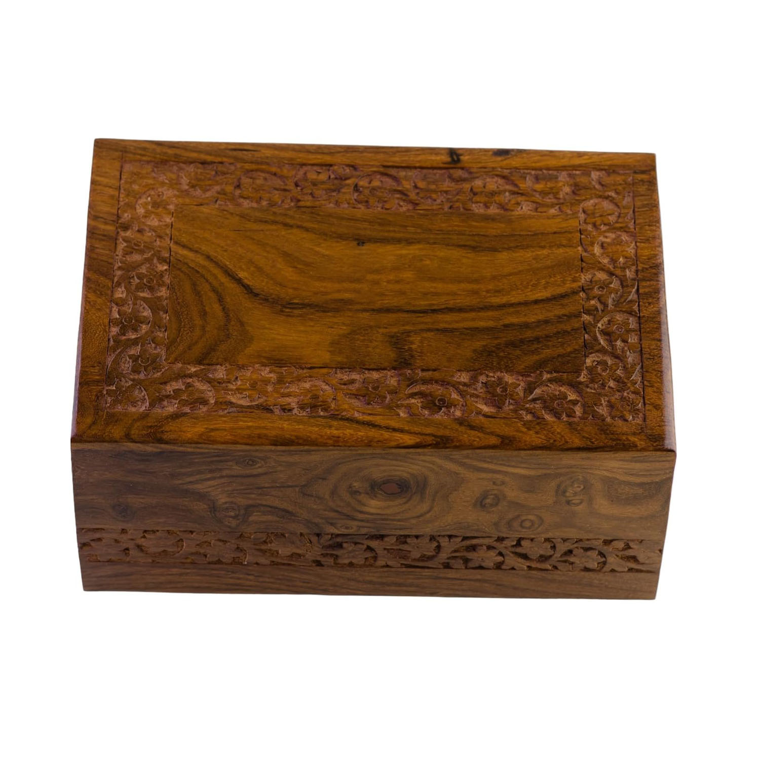 Handcrafted Rosewood Adult Cremation Urn with Engraved Borders - Extra Large Capacity (11" L), Holds 260 lbs Person - Image 6