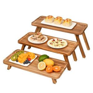 Set of 3 Wooden Cupcake Stand foldable wooeden serving trays Cupcake Display Stand Tower Stand for Birthday Wedding Christmas Party