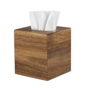 Wooden Tissue Box Cover  Decorative Square Holder for Bathroom Vanity, Nightstand, and Tabletop