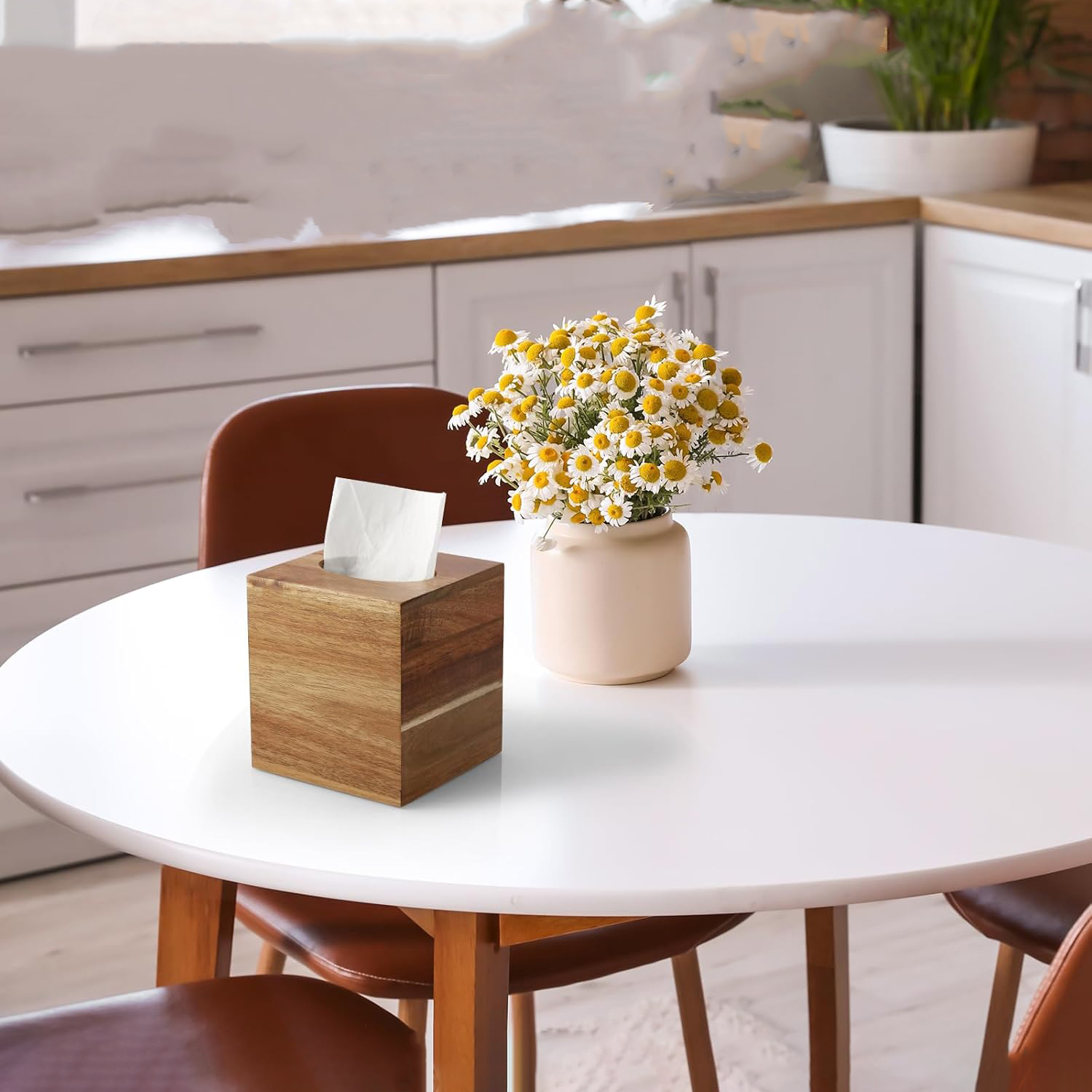 Wooden Tissue Box Cover Decorative Square Holder for Bathroom Vanity, Nightstand, and Tabletop - Image 4