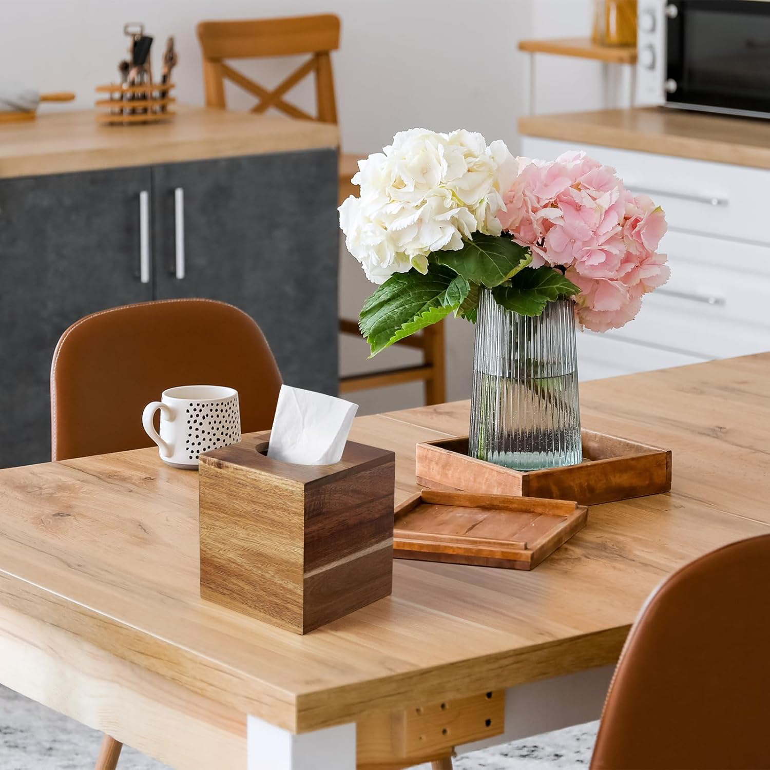 Wooden Tissue Box Cover Decorative Square Holder for Bathroom Vanity, Nightstand, and Tabletop - Image 7