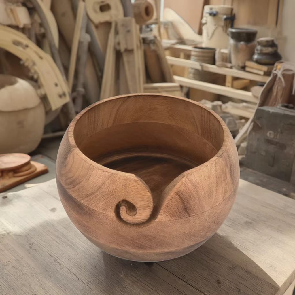 Handmade Farmhouse Yarn Bowl - Wooden Knitting Yarn Holder, Thoughtful Christmas & Birthday Gift for Knitters - Image 5